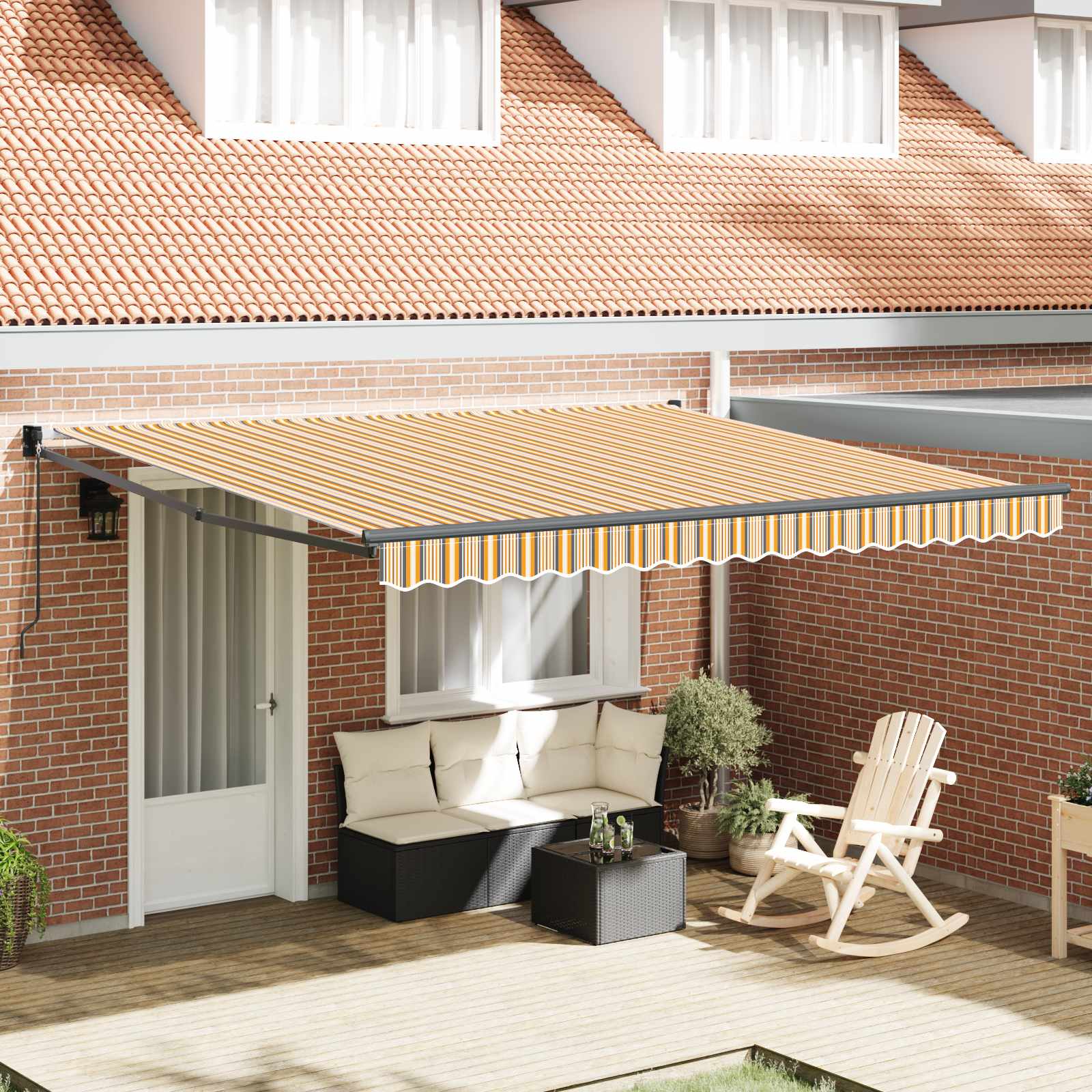 Skrovita tenda Šareni 400 × 300 cm Poliester i aluminij