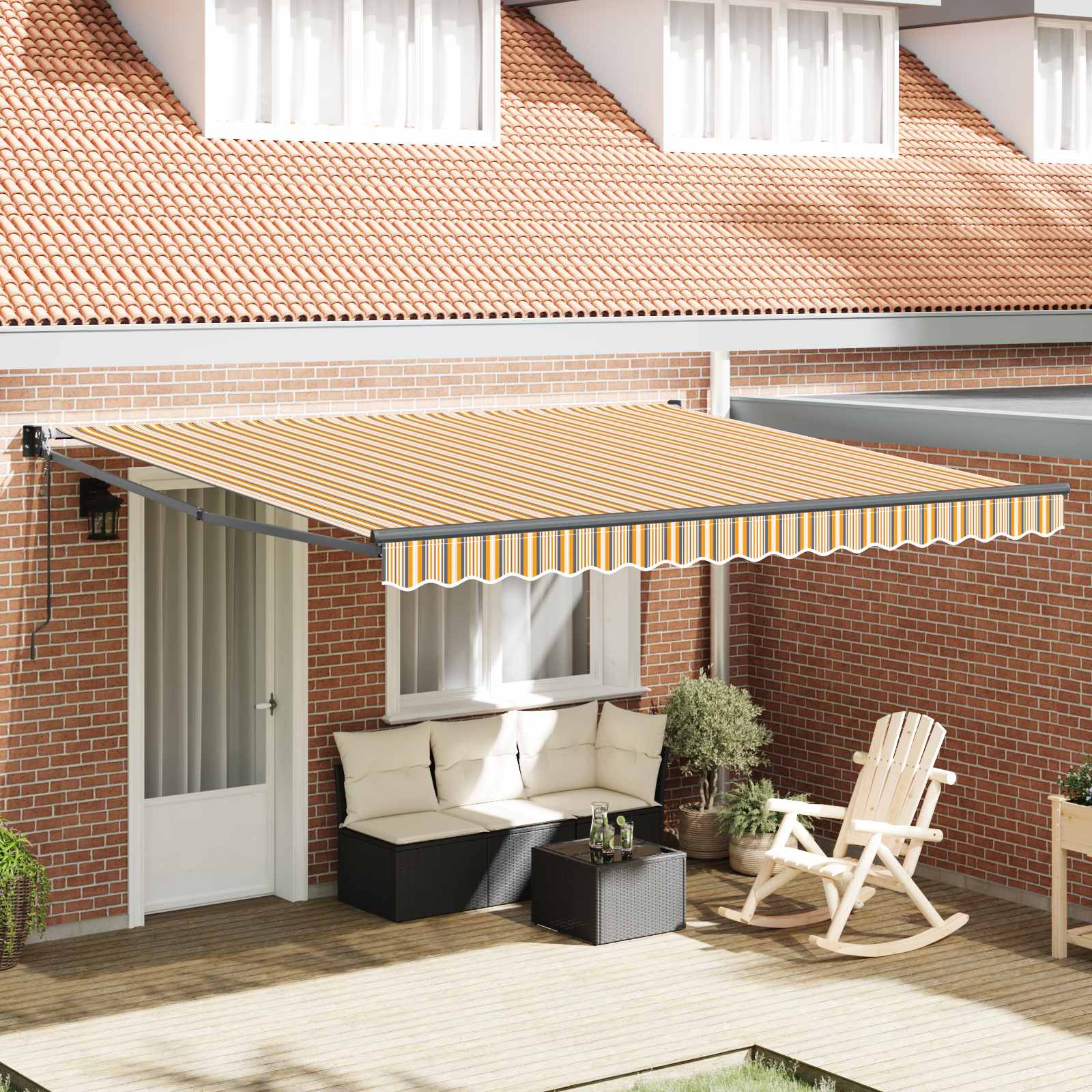 Skrovita tenda Šareni 400 × 300 cm Poliester i aluminij