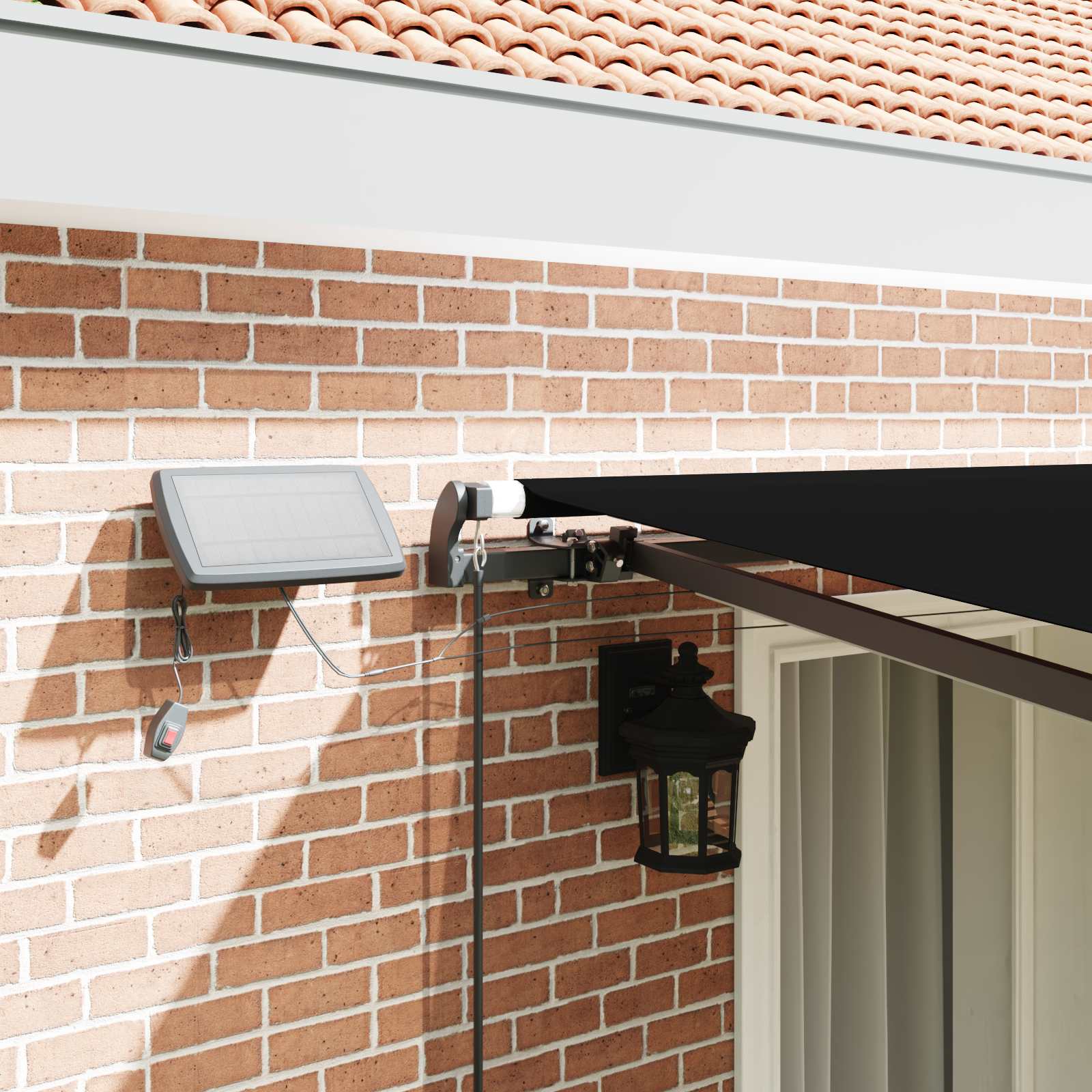 Skrovita tenda S LED lampica Crna 400 ×300 cm tkanina