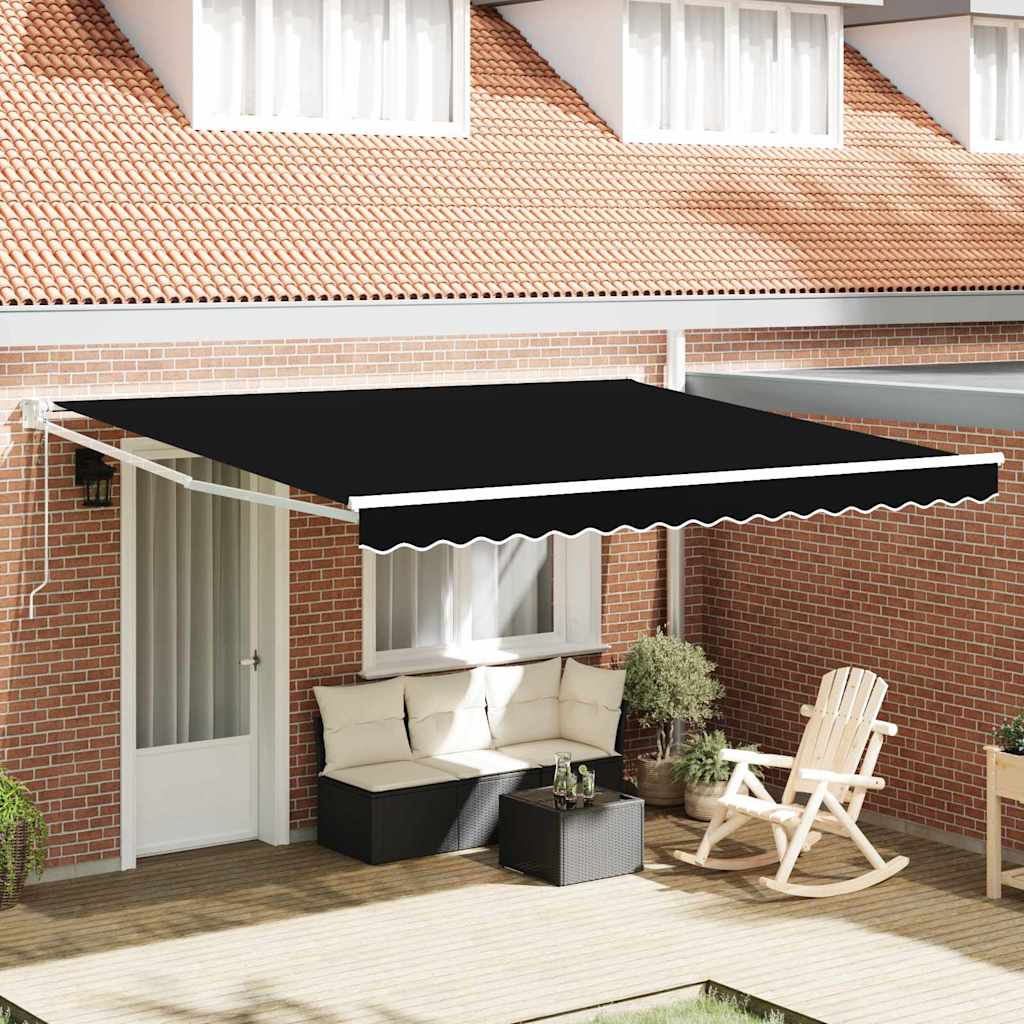 Skrovita tenda Crna 400 × 300 cm Poliester i aluminij