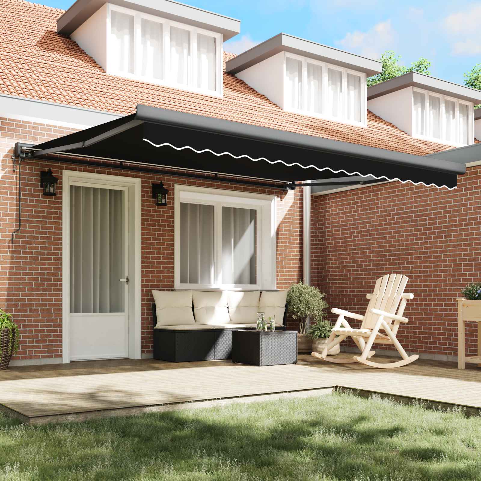Nadstrešnica Crna 400 × 300 cm Poliester i aluminij