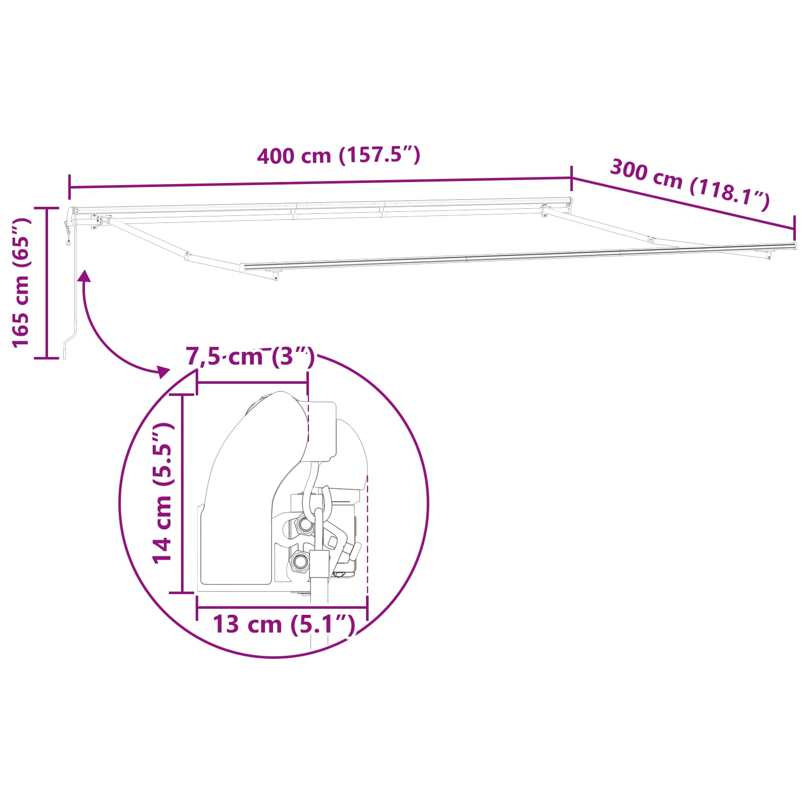 Električna retraktabilna tenda Bež 400 × 300 cm