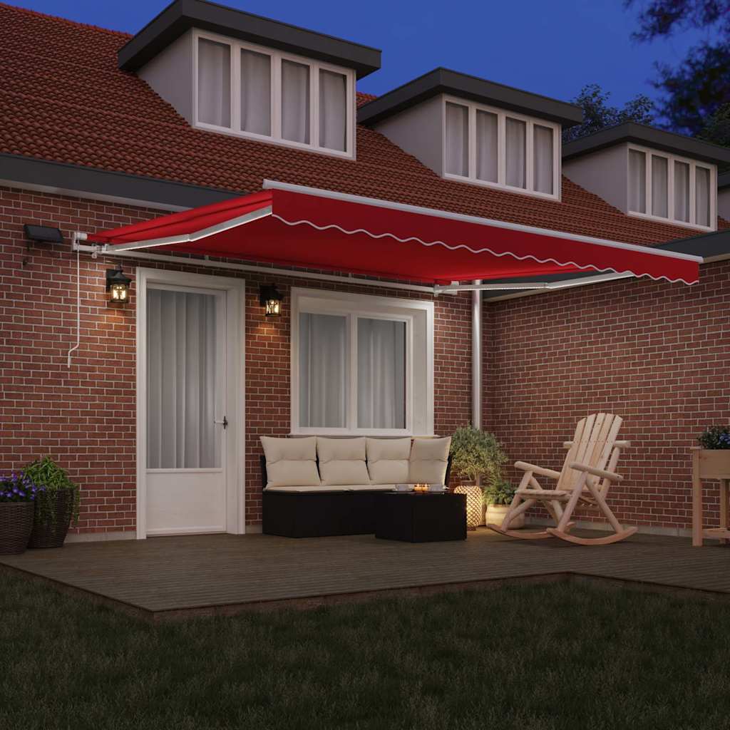Skrovita tenda Crvena 400 × 300 cm Tkanina i čelik