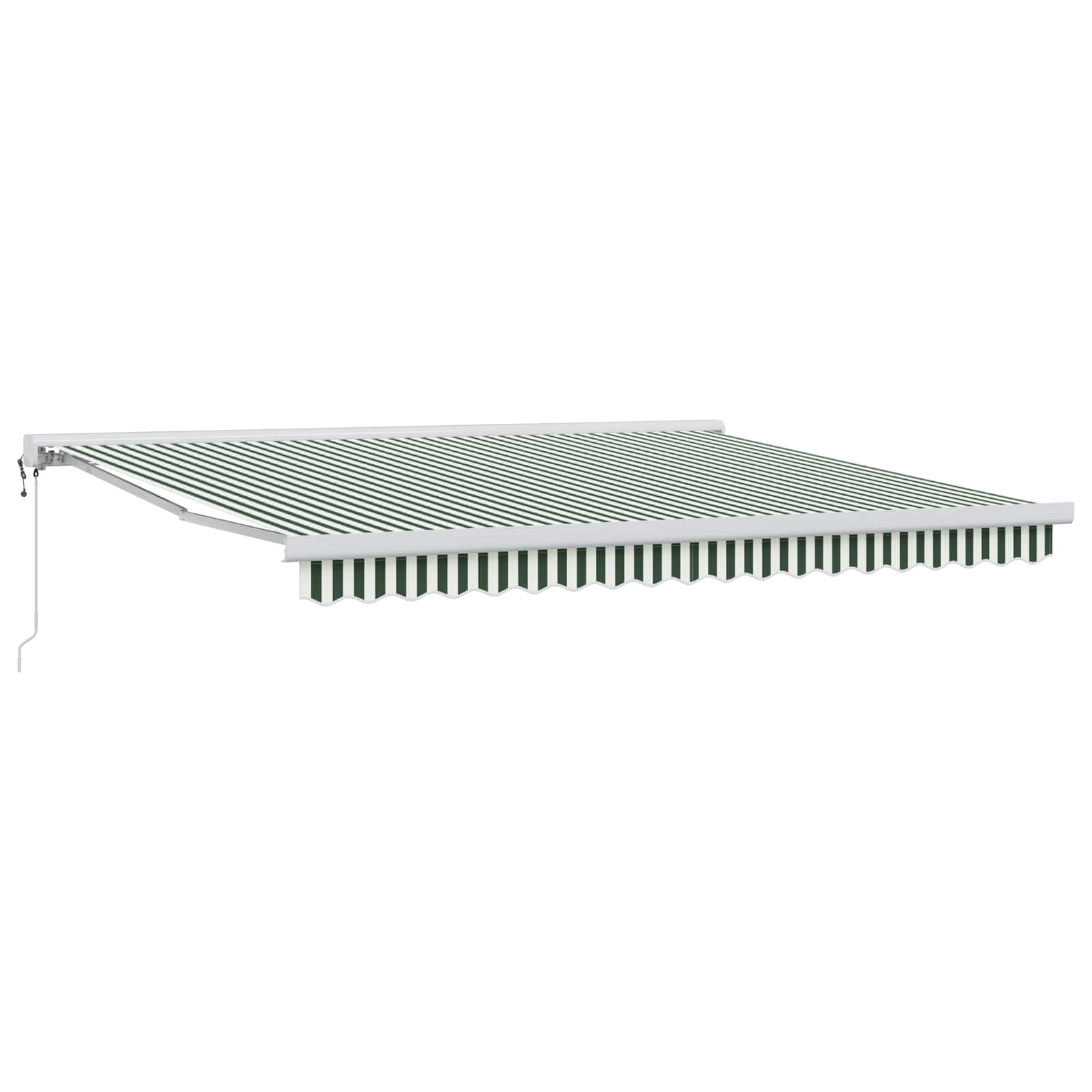 Skrovita tenda Zelena i bijela 400 × 300 cm Tkanina i Metal