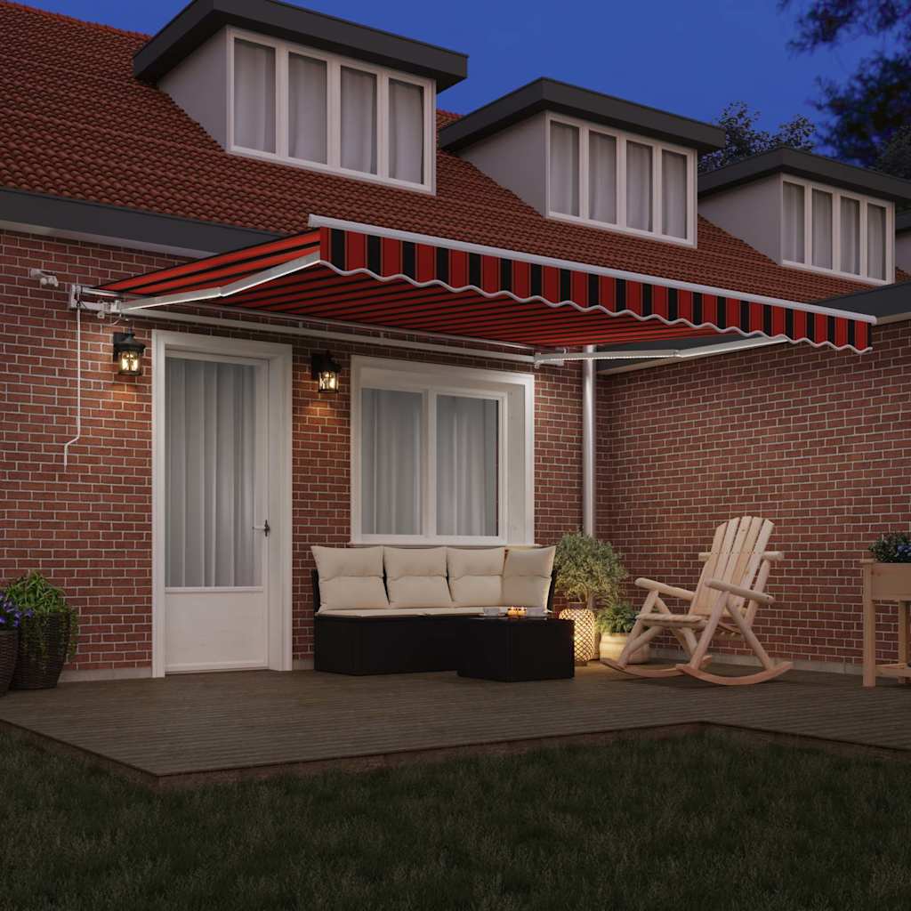 Skrovita tenda S LED lampica Narančasta i smeđa 400 × 350 cm