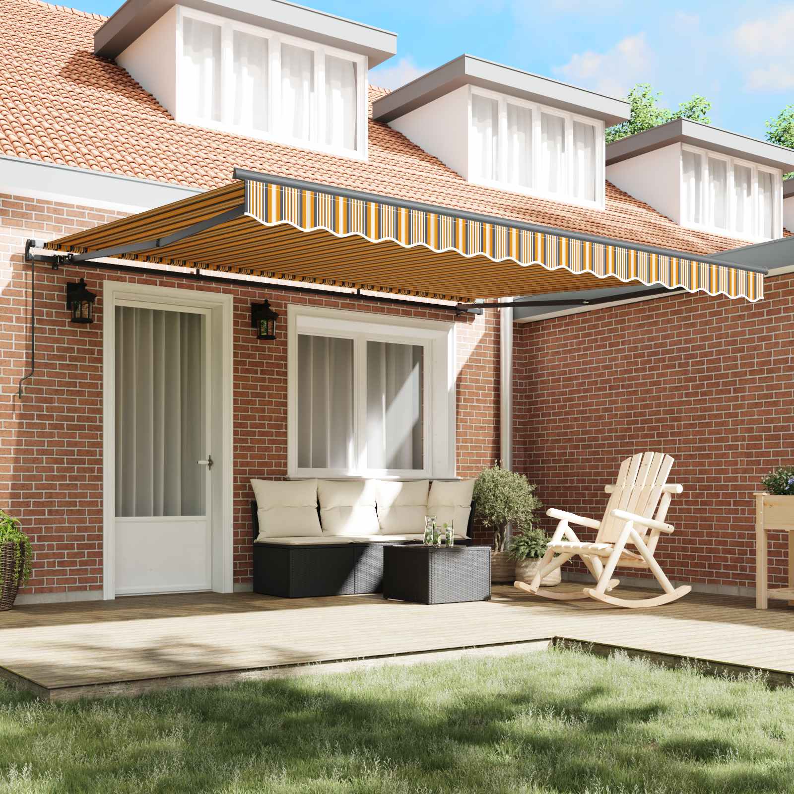 Skrovita tenda Šareni 400 × 350 cm Poliester i čelik
