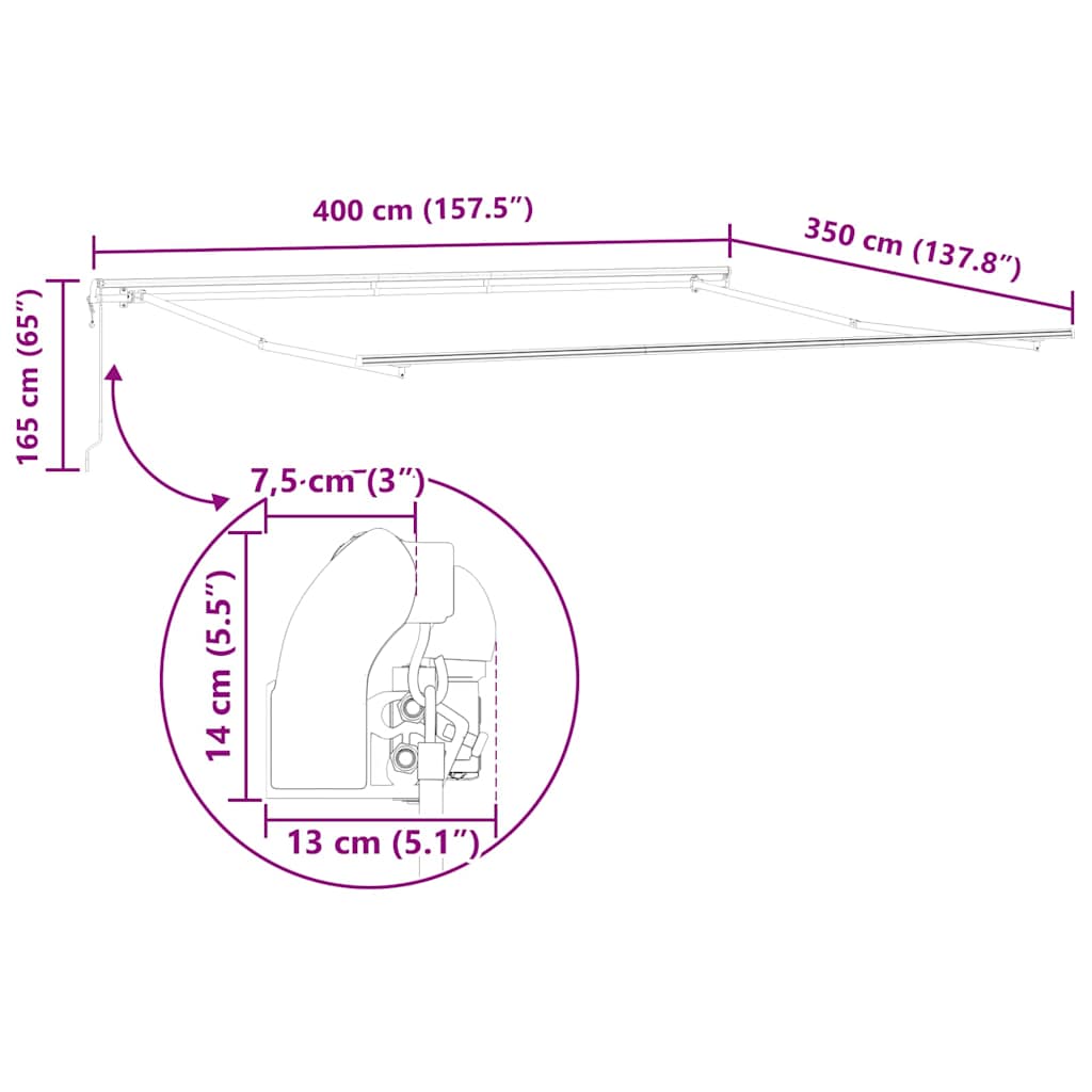 Električna retraktabilna tenda Bež 400 × 350 cm