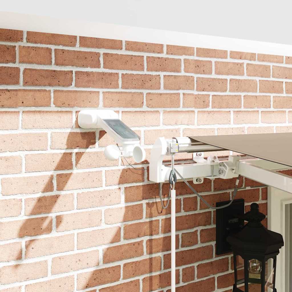 Skrovita tenda S LED lampica Bež 400 × 350 cm Poliester i metal