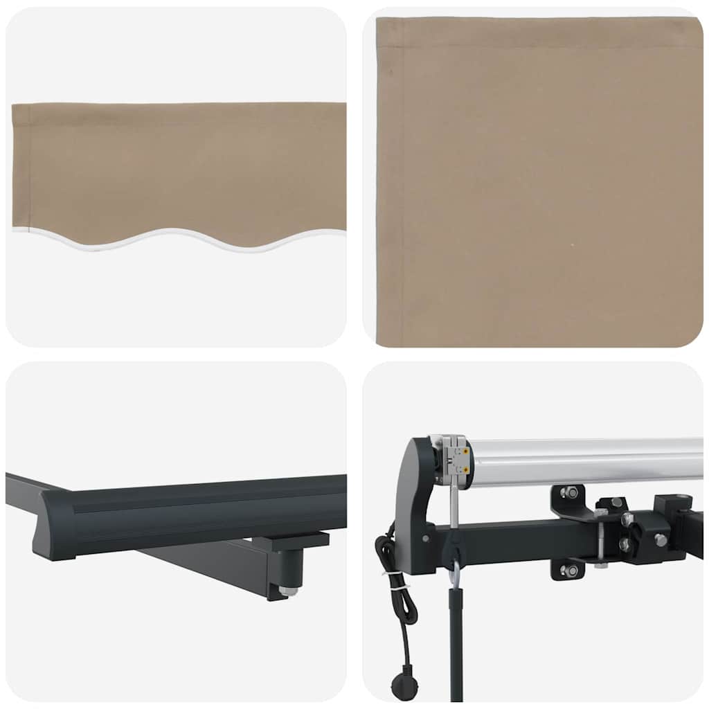 Skrovita tenda Bež 400 × 350 cm Tkanina i Aluminij