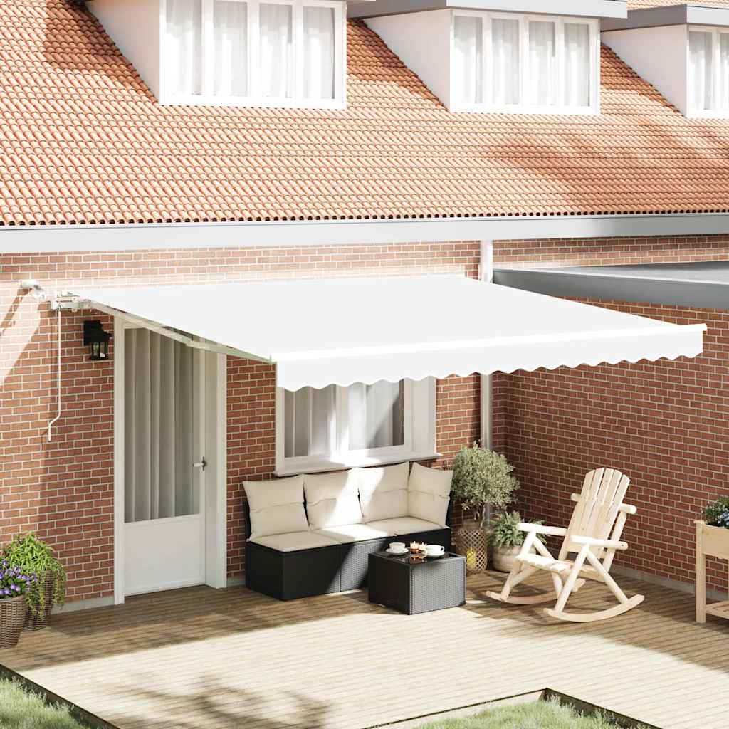 Skrovita tenda Bijelo 400 × 350 cm Poliester i metal