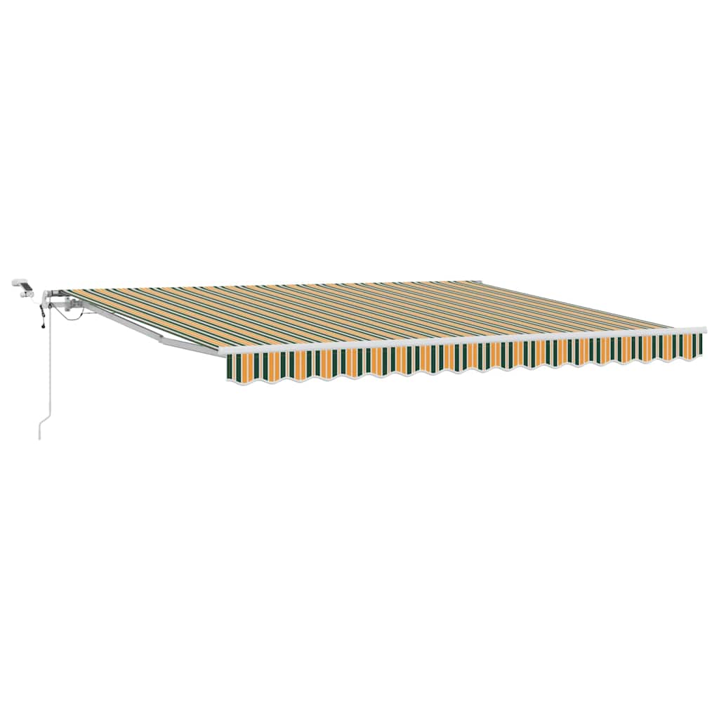 Skrovita tenda Zelena i žuta 400 × 350 cm Poliester i metal