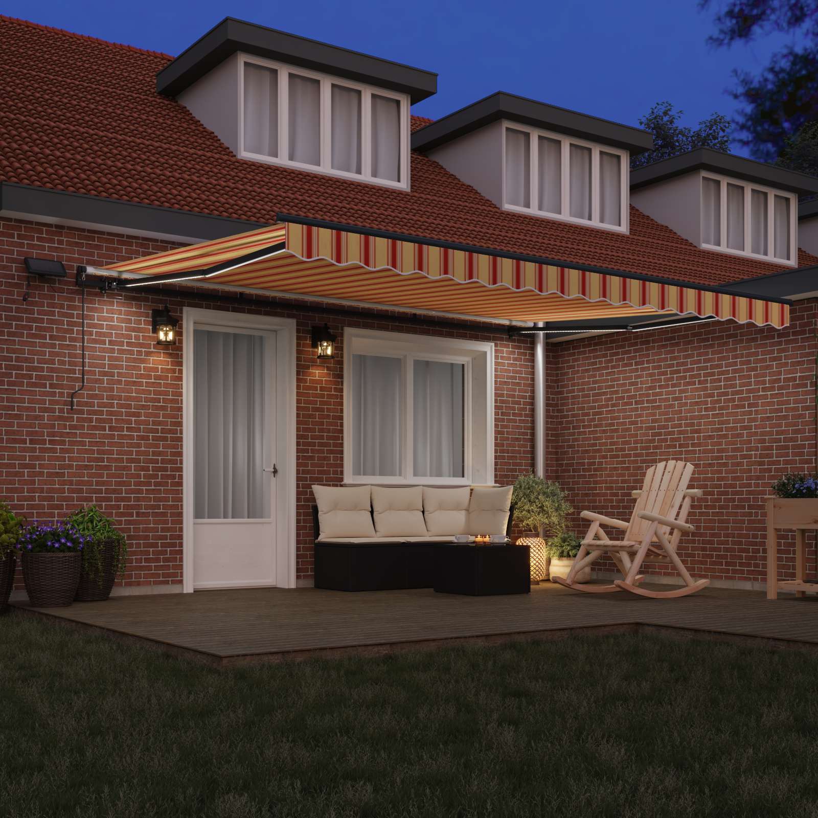 Skrovita tenda žuta i narančasta 450 ×300 cm tkanina