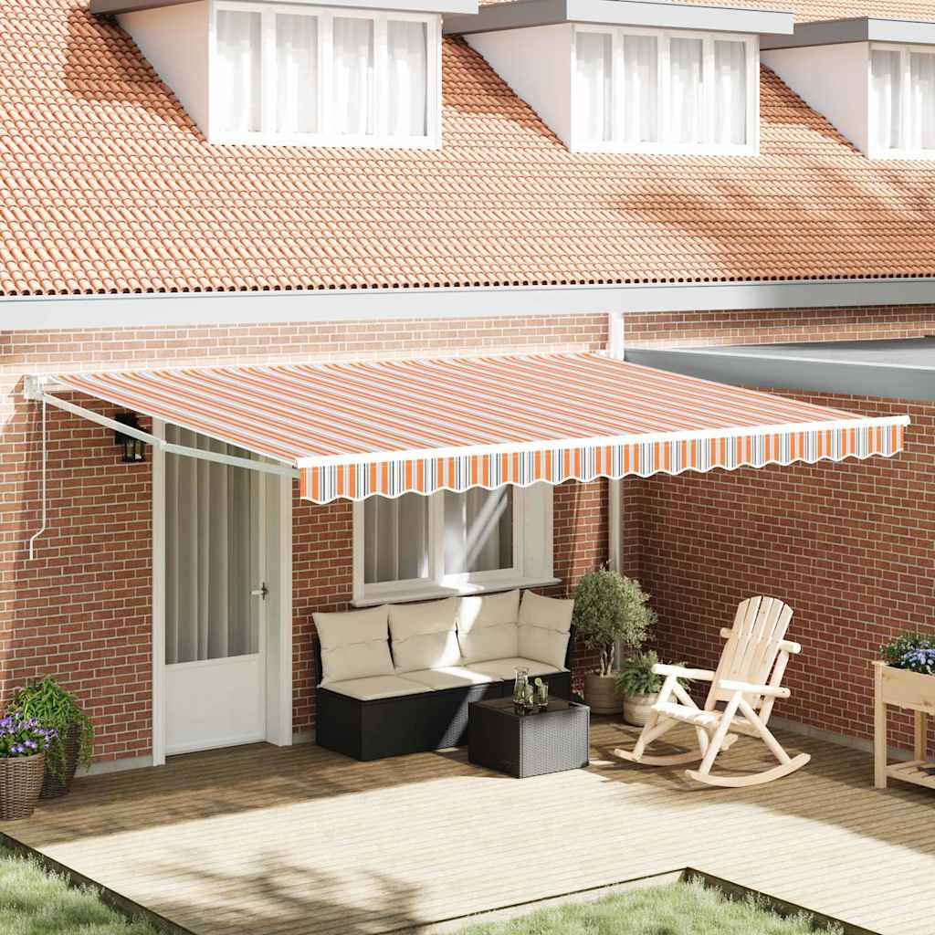 Skrovita tenda Šareni 450 × 300 cm Poliester i aluminij
