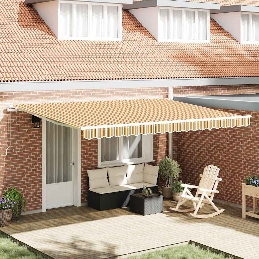 Skrovita tenda Šareni 450 × 300 cm Poliester i aluminij