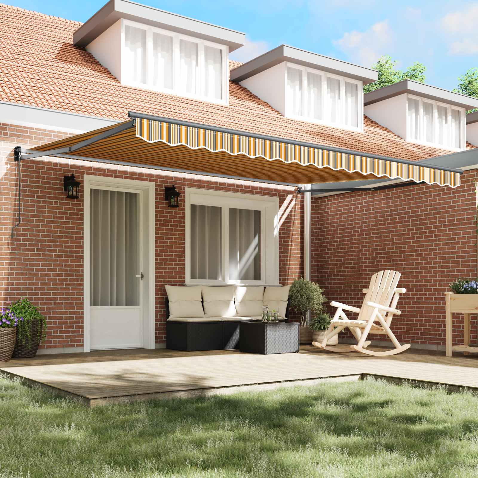 Povlačivi tende Šareni 450 × 300 cm 100% Poliester i Aluminij