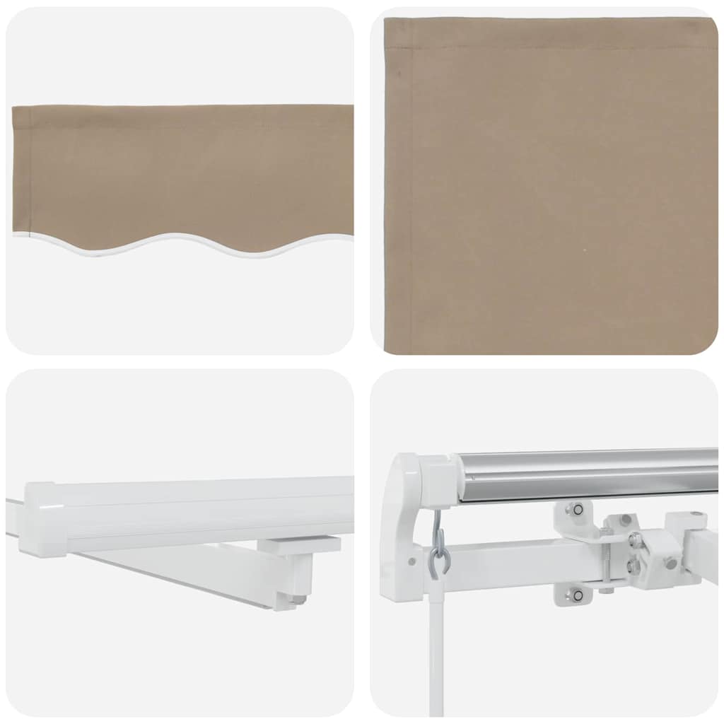 Skrovita tenda S LED lampica Bež 450 × 300 cm Tkanina i čelik