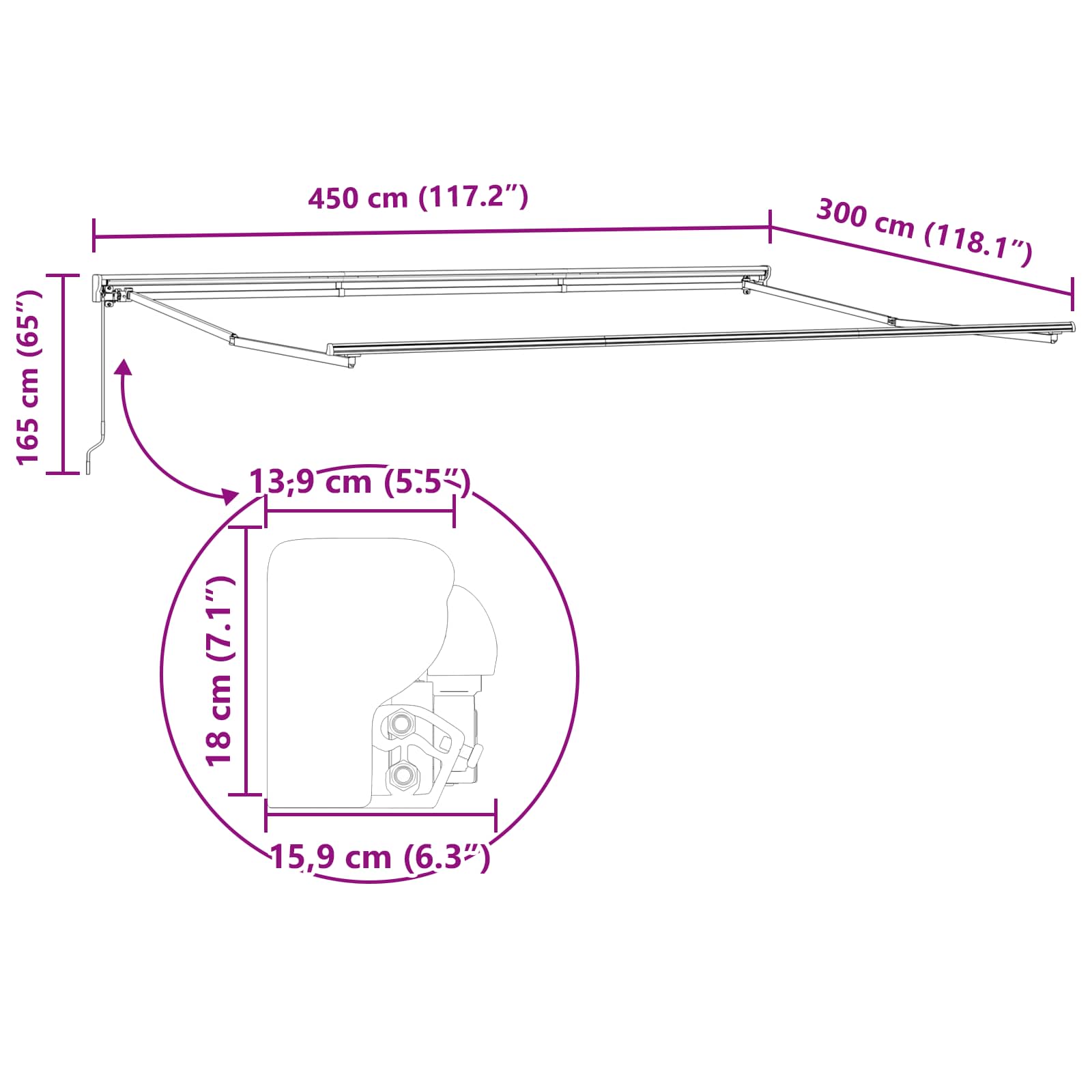 Okvir tende Bež 450 × 300 cm Poliester s PU premazom