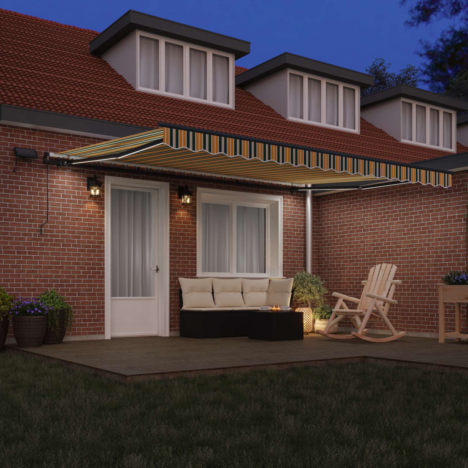Povlačivi tende Zelena i žuta 450 × 300 cm Tkanina i Aluminij