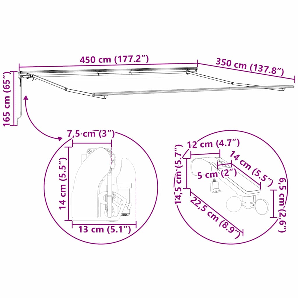 Povlačivi tende Žuta i narančasta 450 × 350 cm Poliester