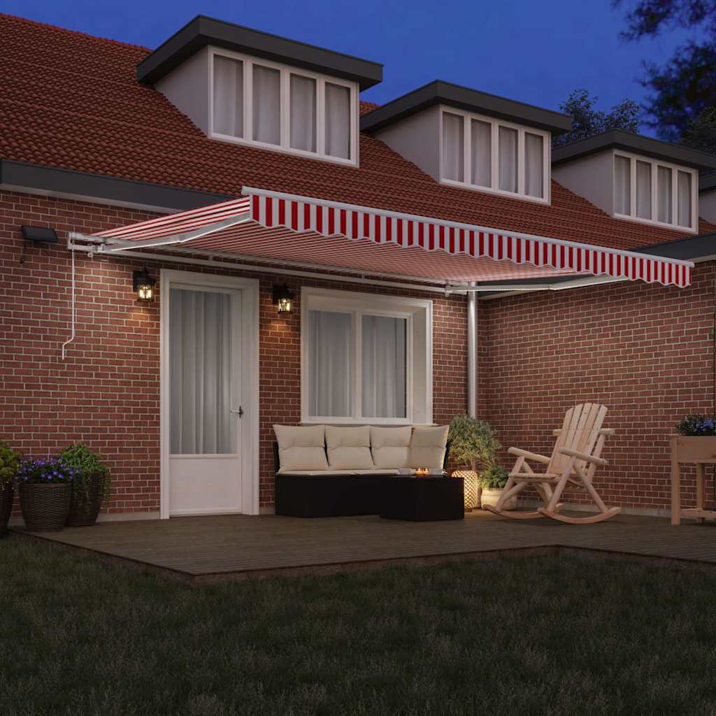 Skrovita tenda Crvena i bijela 450 × 350 cm Tkanina i čelik