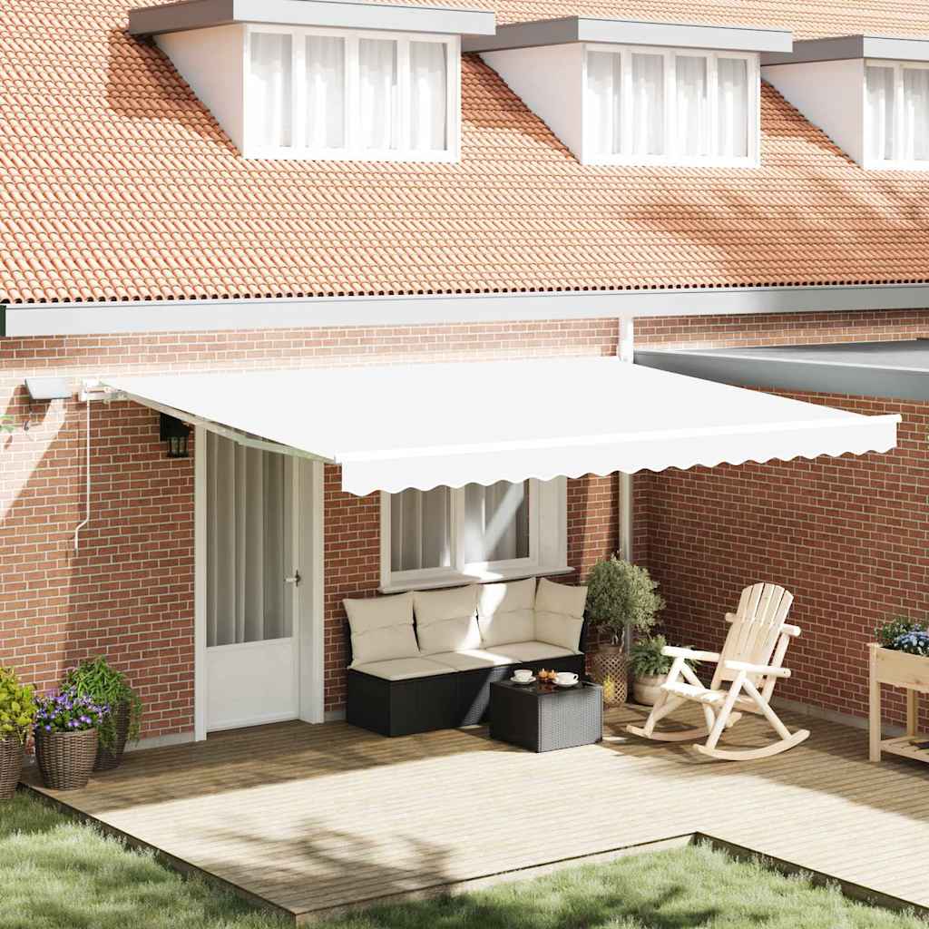 Skrovita tenda Bijelo 450 × 350 cm Tkanina i čelik