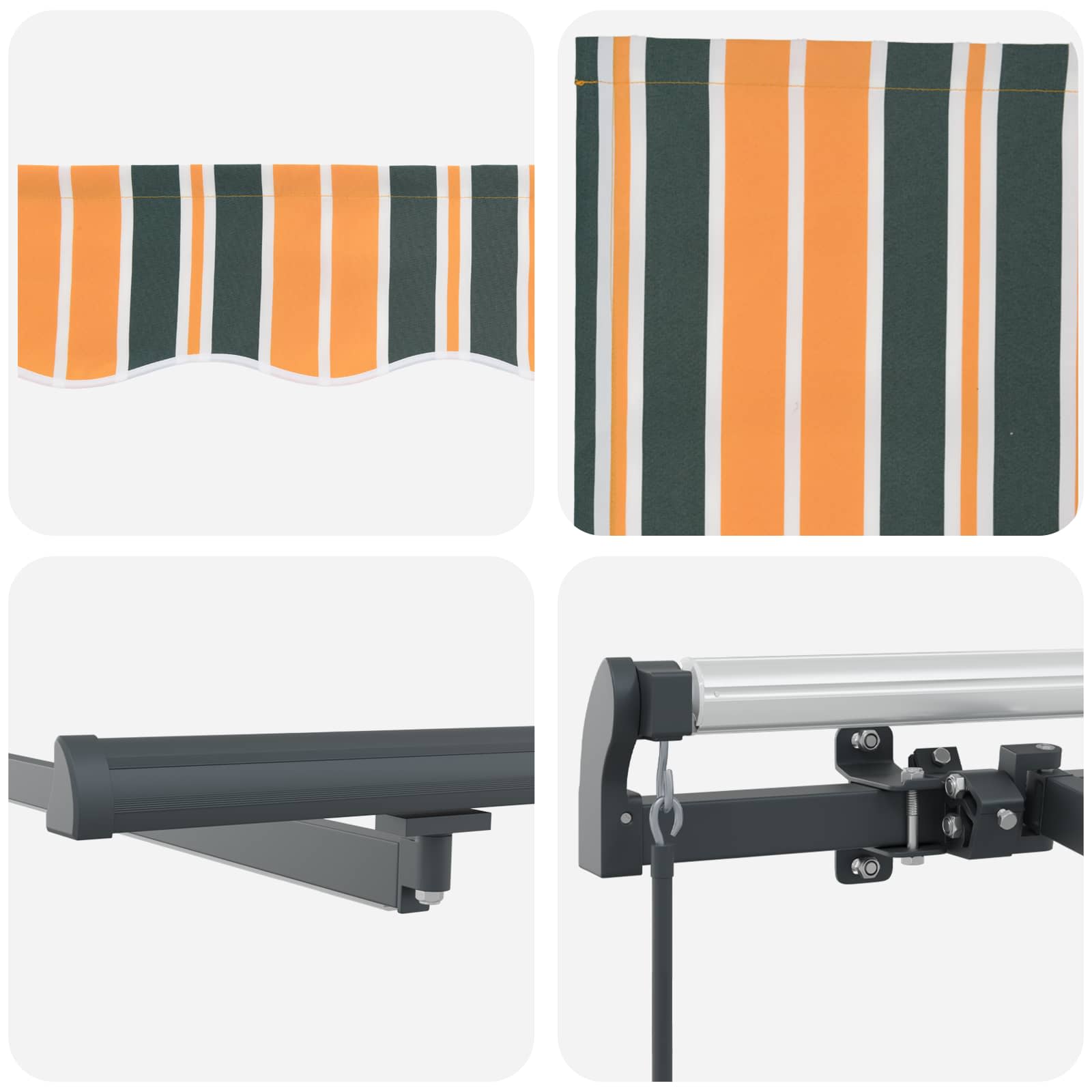 Skrovita tenda S LED lampica Zelena i žuta 450 ×350 cm tkanina