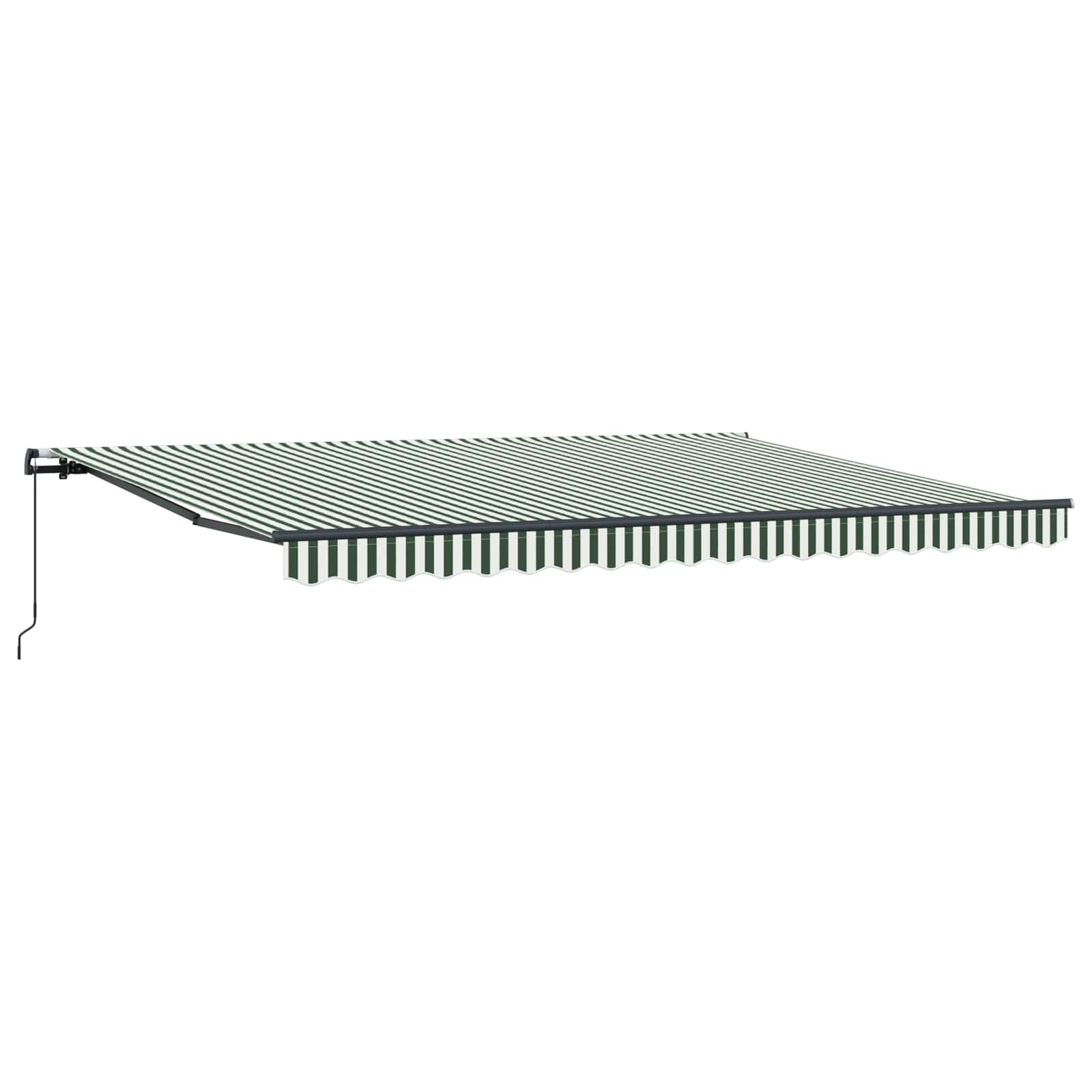 Skrovita tenda Zelena i bijela 450 × 350 cm Poliester i čelik