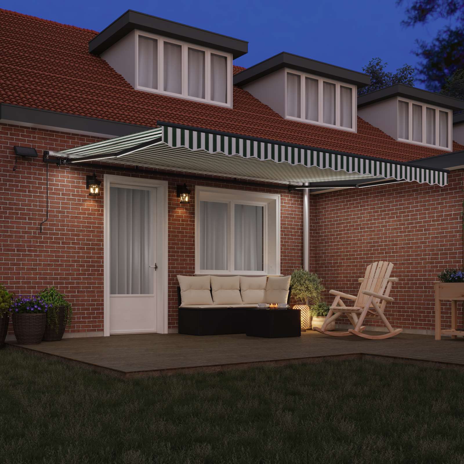 Skrovita tenda Zelena i bijela 450 ×350 cm tkanina