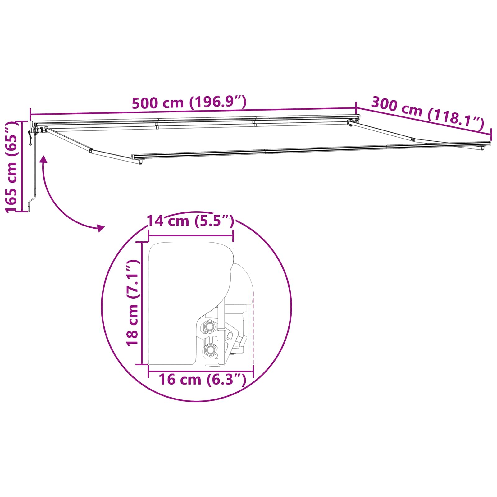 Okvir tende Šareni 500 × 300 cm Poliester s PU premazom