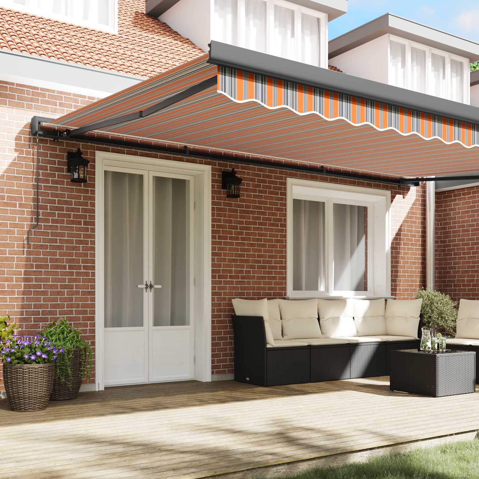 Povlačivi tende Šareni 500 × 300 cm Platno i Aluminij