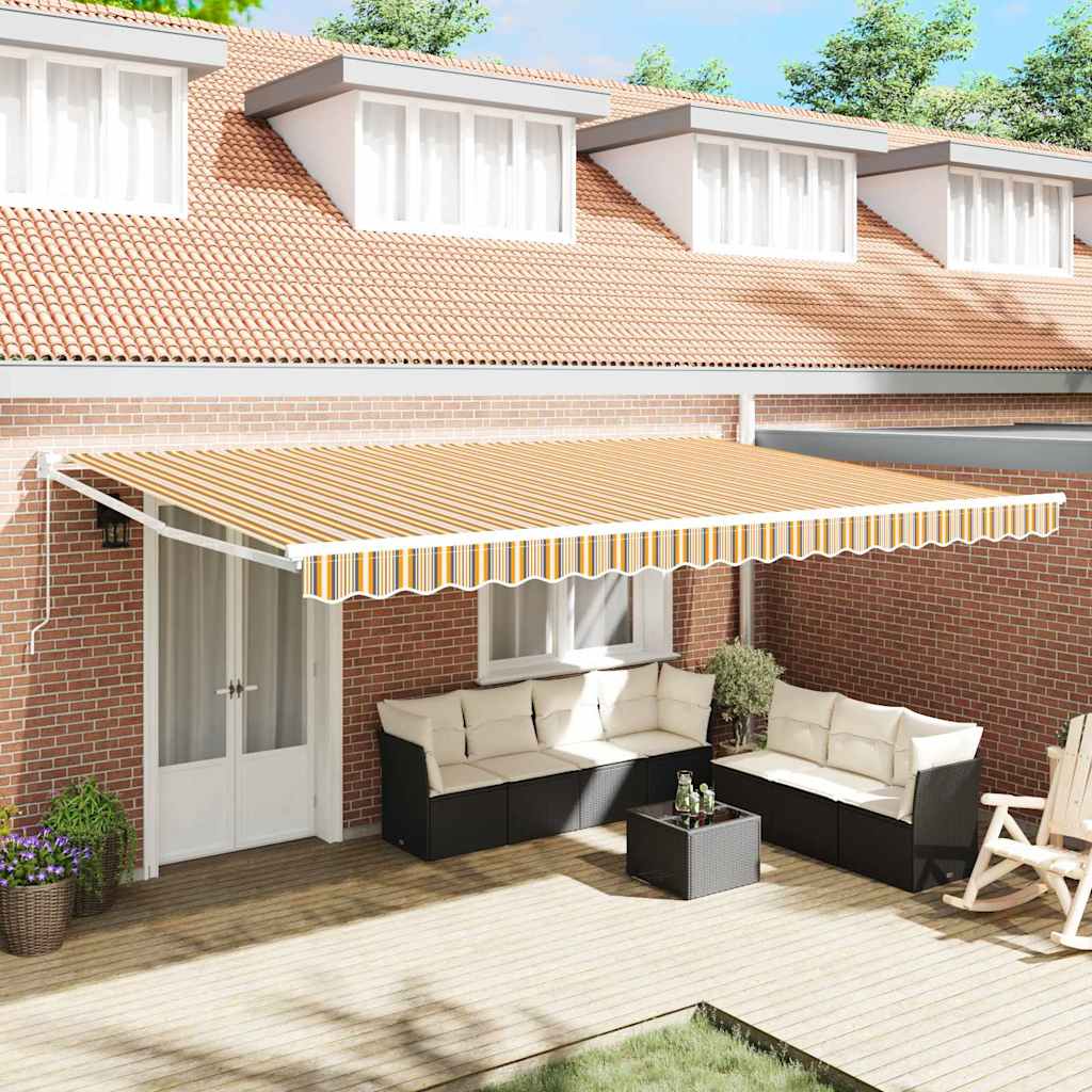 Skrovita tenda Šareni 500 × 300 cm Poliester i aluminij
