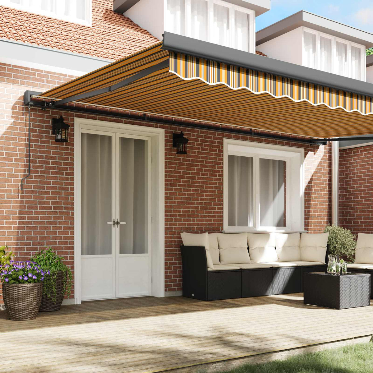Povlačivi tende Šareni 500 × 300 cm Platno i Aluminij
