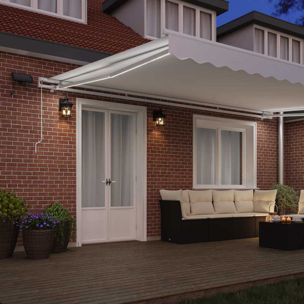 Skrovita tenda Bijelo 500 × 300 cm Tkanina i čelik