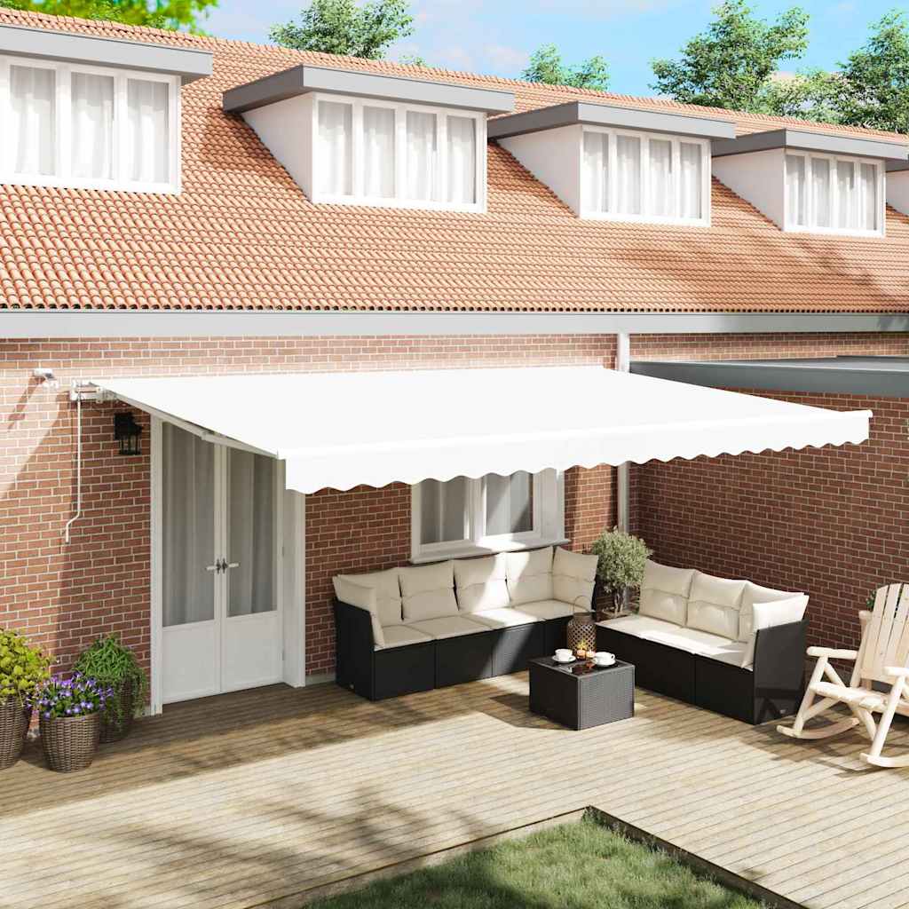 Skrovita tenda Bijelo 500 × 300 cm Poliester i metal