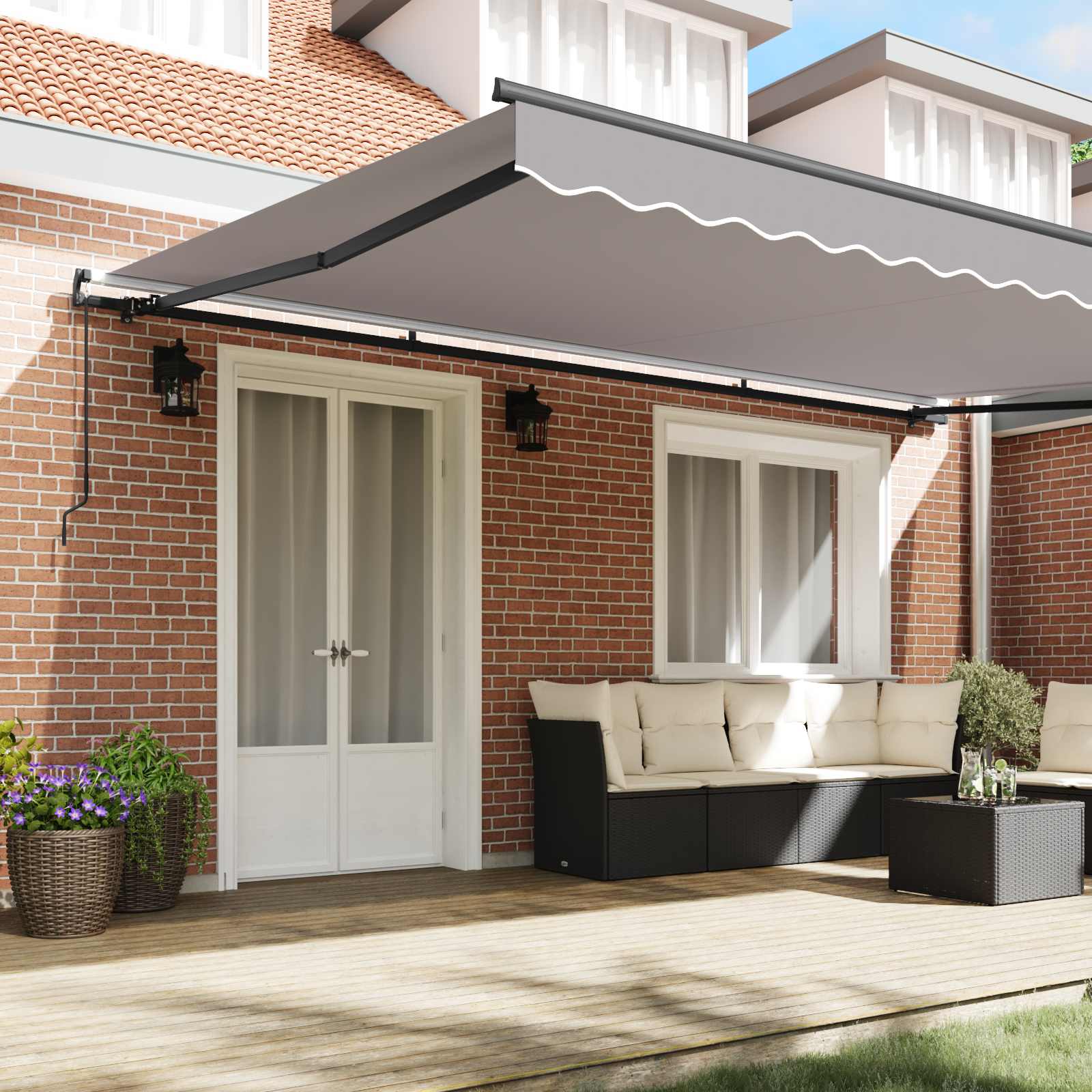 Skrovita tenda Svijetlo siva 500 × 300 cm Poliester i čelik