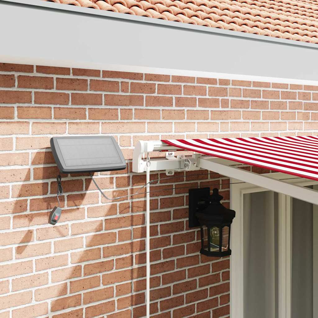 Skrovita tenda Crvena i bijela 500 × 350 cm Tkanina i čelik
