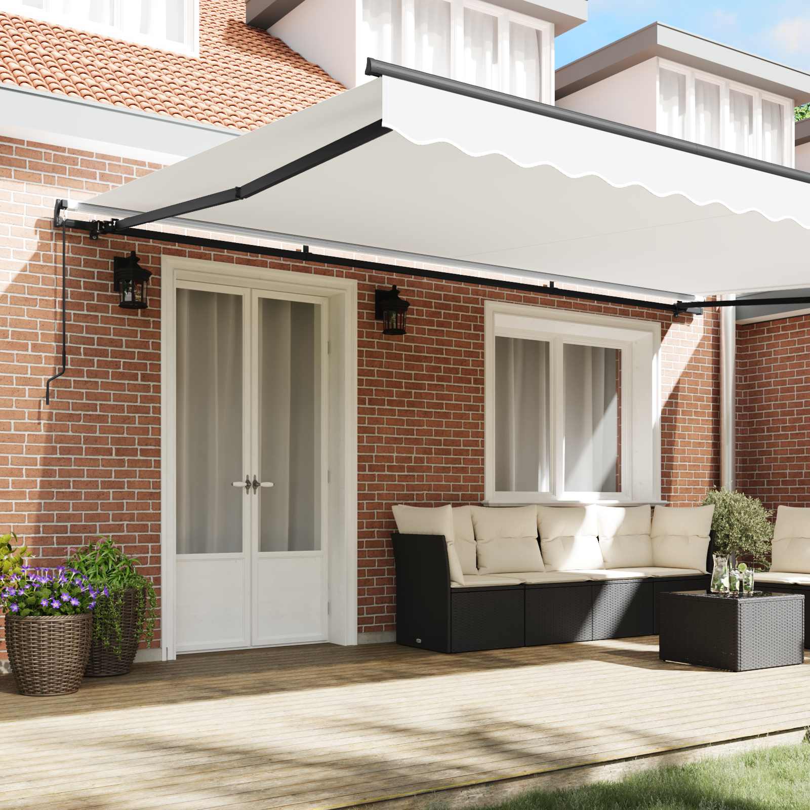 Skrovita tenda Bijelo 500 × 350 cm Poliester i čelik