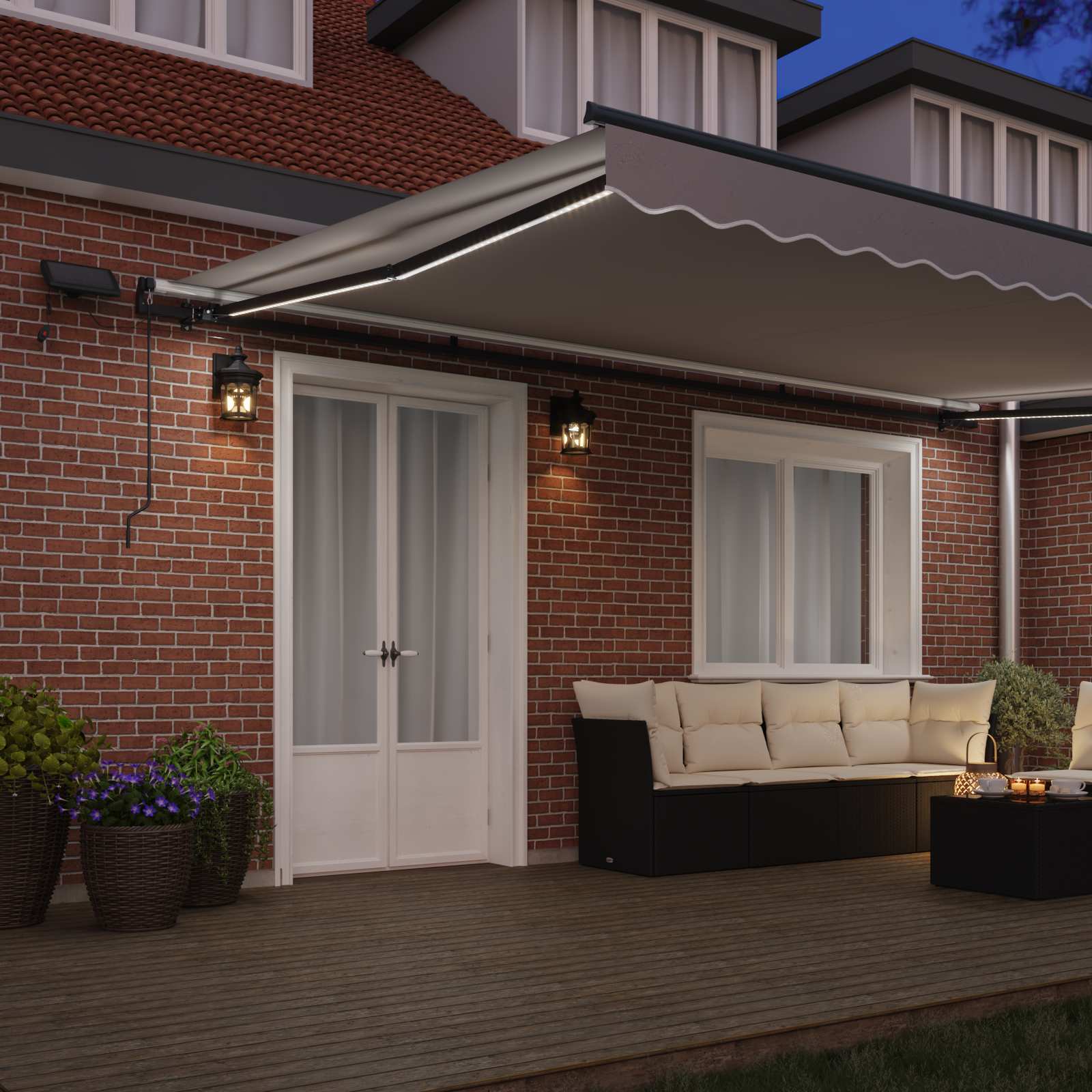 Skrovita tenda S LED lampica Svjetlosiva 500 ×350 cm tkanina