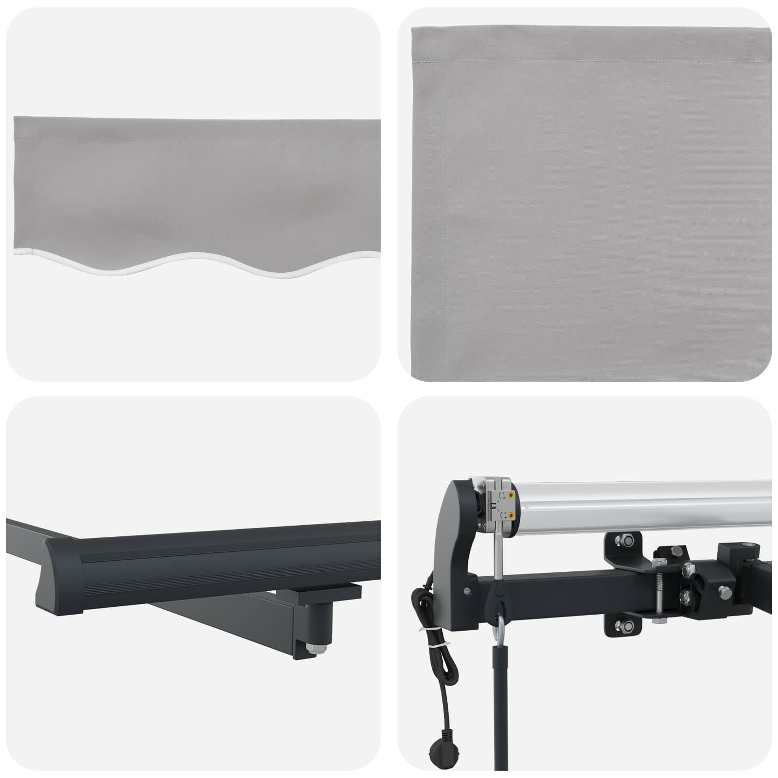 Skrovita tenda Svijetlo siva 500 × 350 cm Tkanina i Aluminij