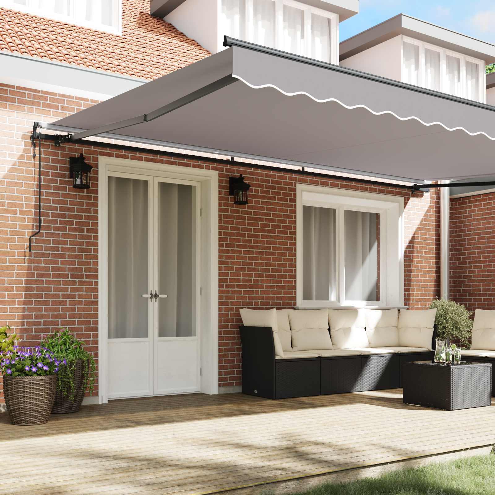 Skrovita tenda Svijetlo siva 500 × 350 cm Tkanina i Aluminij
