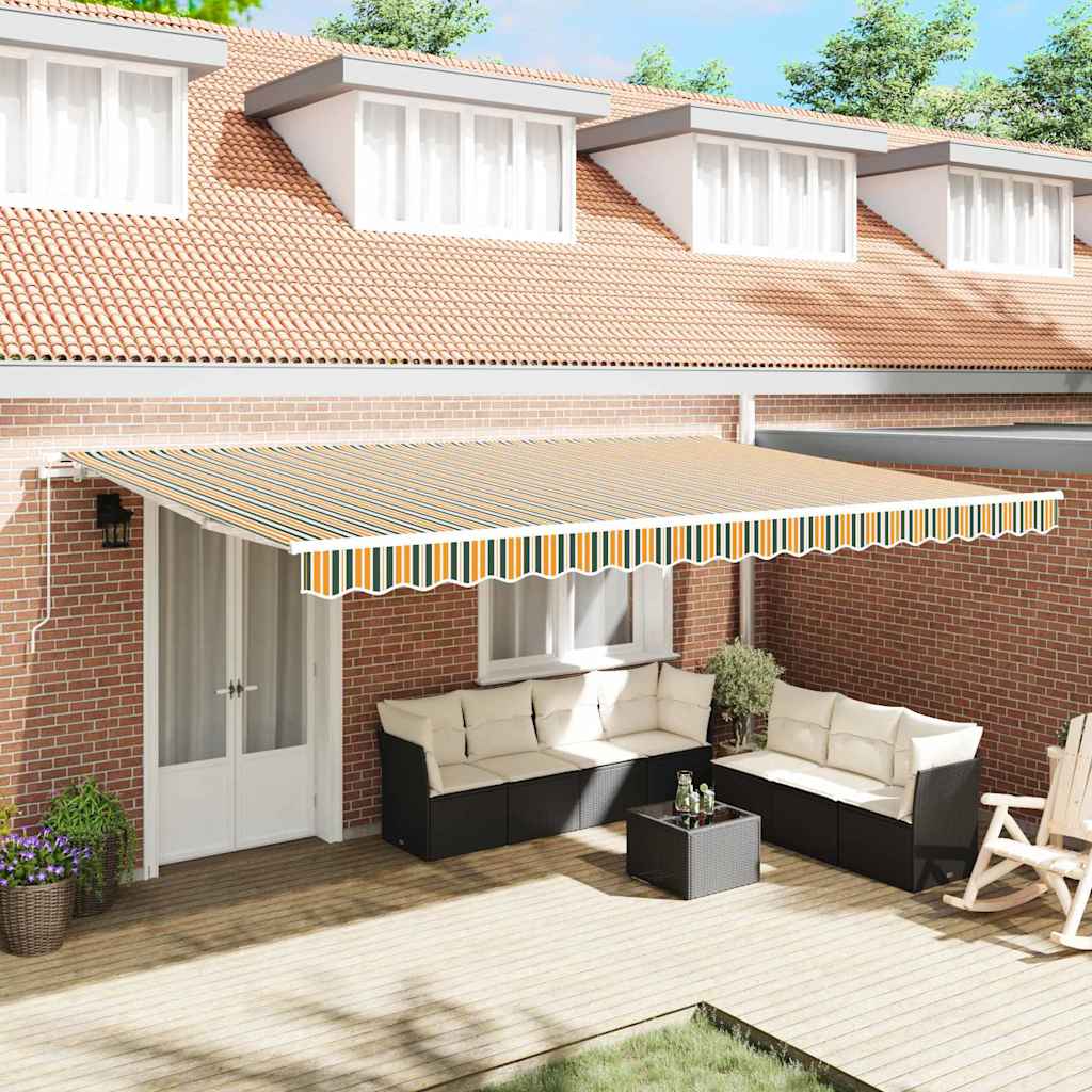 Skrovita tenda Šareni 500 × 350 cm Poliester i aluminij