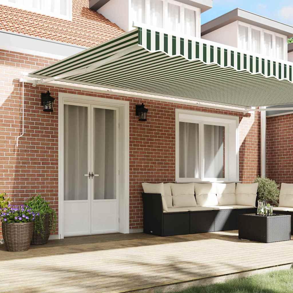 Skrovita tenda Zelena i bijela 500 × 350 cm