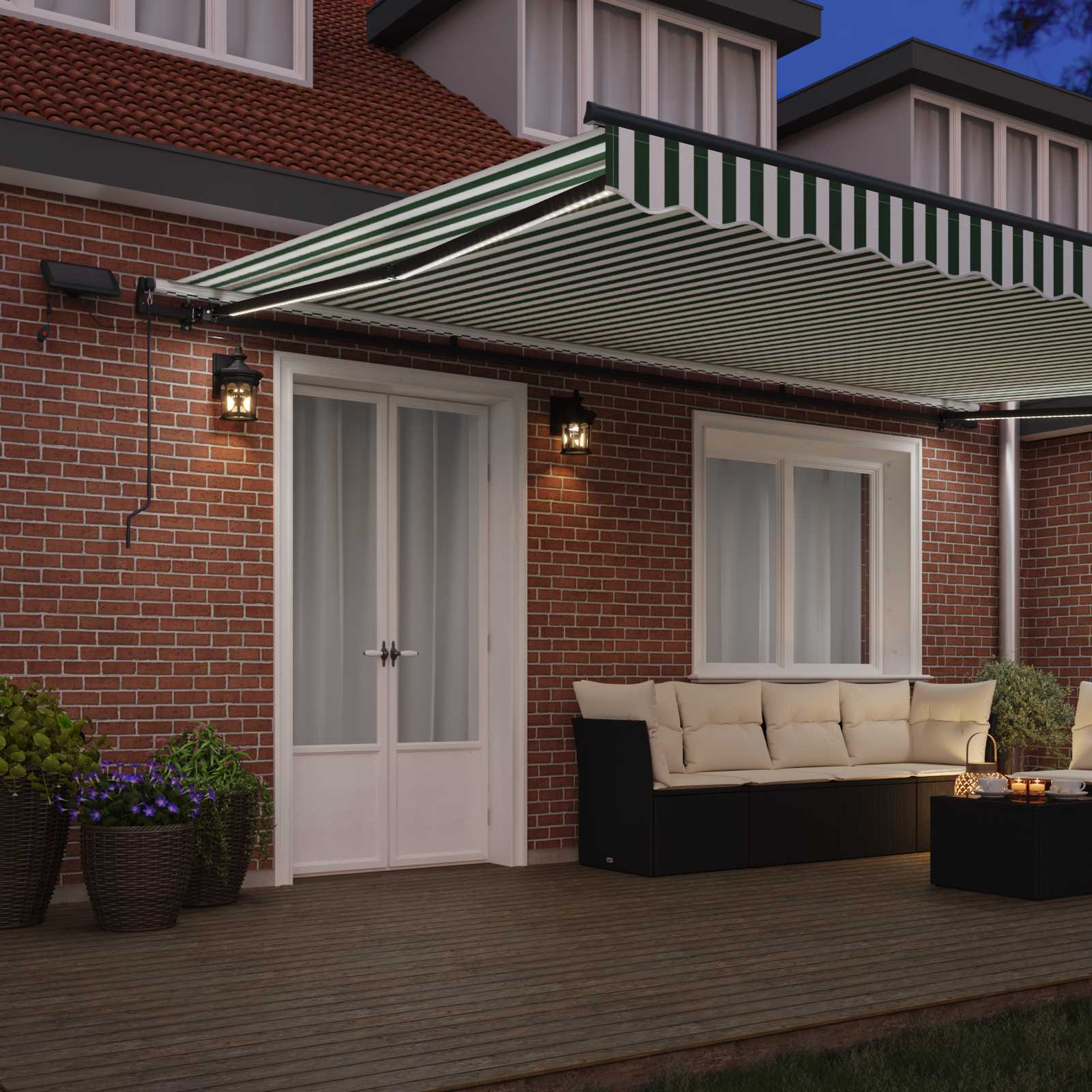 Skrovita tenda Zelena i bijela 500 ×350 cm tkanina