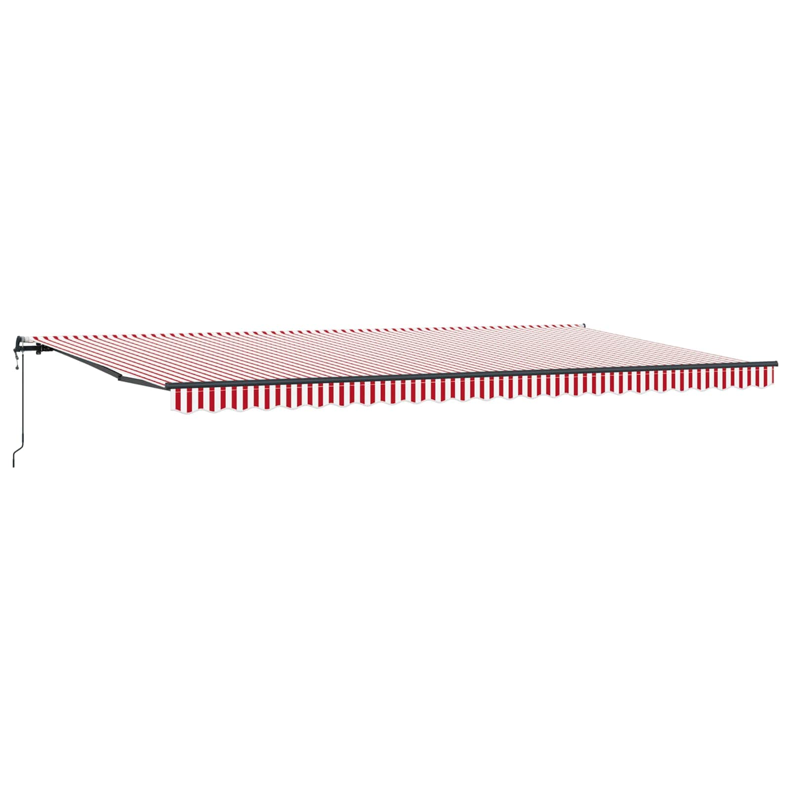 Skrovita tenda Crvena i bijela 600 × 300 cm Tkanina i Aluminij