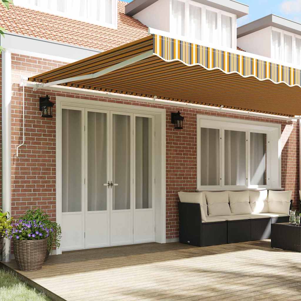 Skrovita tenda Šareni 600 × 300 cm Poliester i aluminij