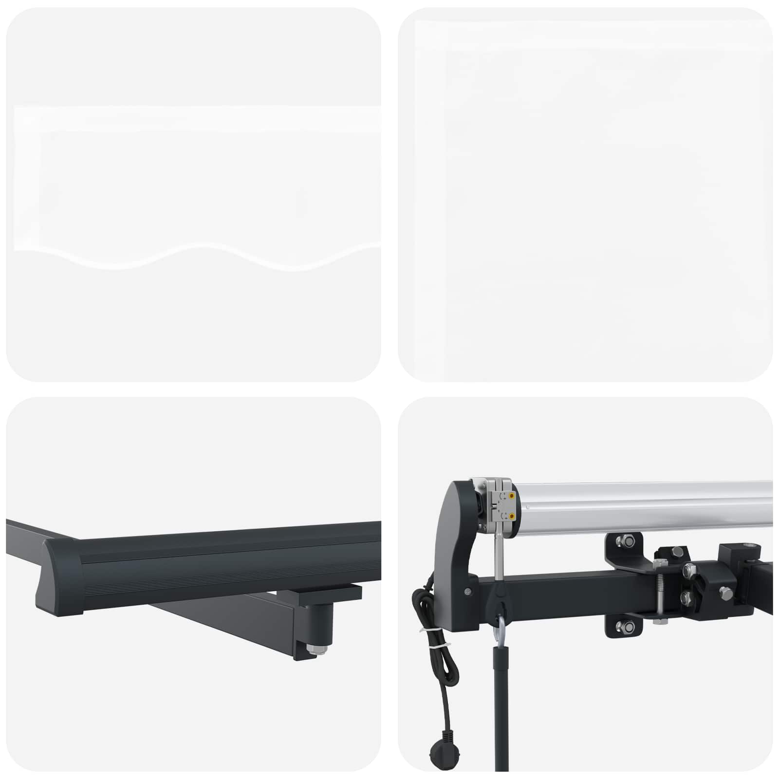 Skrovita tenda Bijelo 600 × 300 cm Tkanina i Aluminij