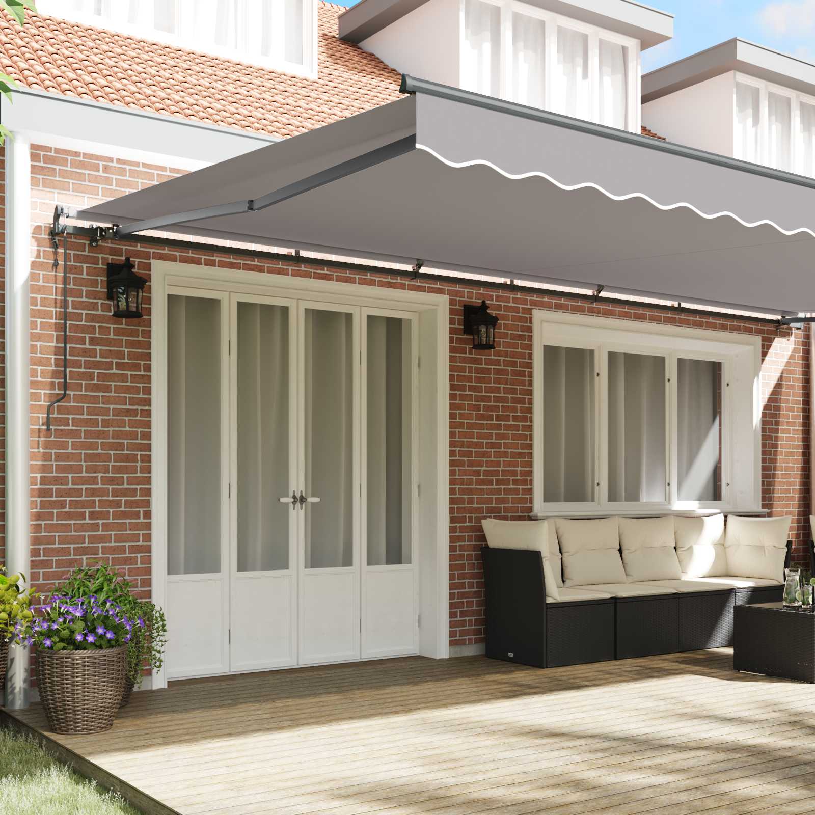 Skrovita tenda Svijetlo siva 600 × 300 cm Tkanina i Aluminij
