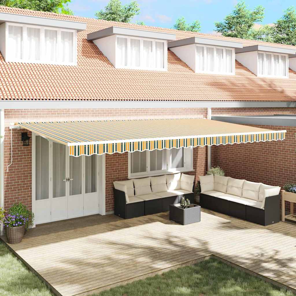 Skrovita tenda Šareni 600 × 300 cm Poliester i aluminij
