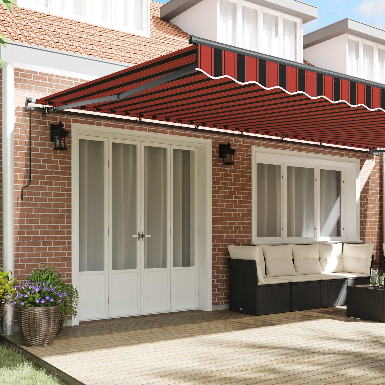 Skrovita tenda narančasta i smeđa 600 × 350 cm