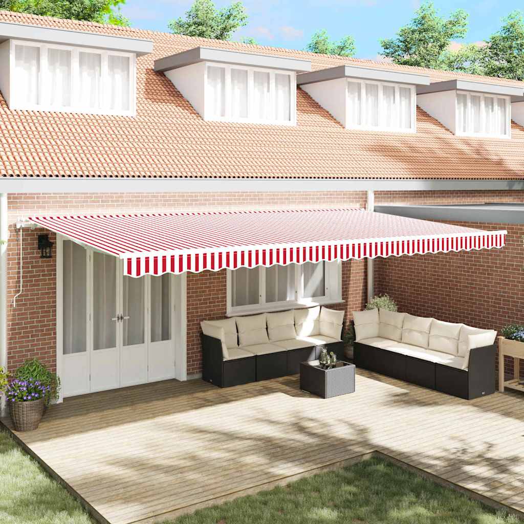 Povlačivi tende Crvena i bijela 600 × 350 cm Tkanina i Aluminij